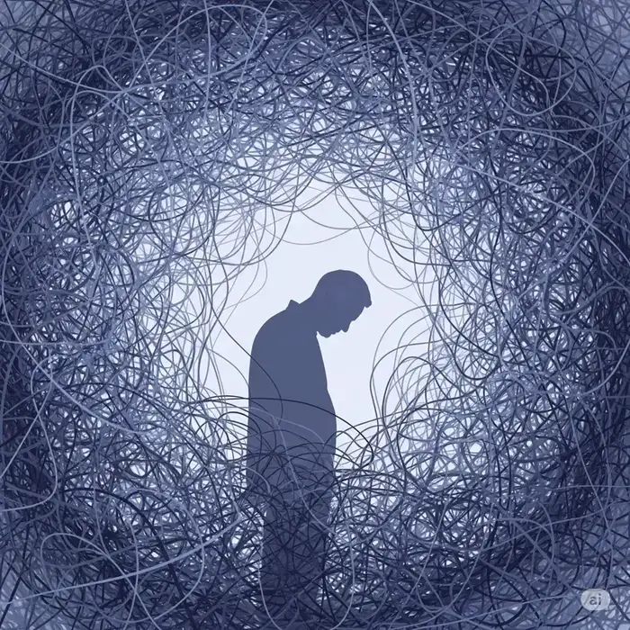 Silhouette dans un tunnel de fils vers la lumière : acupuncture contre le stress et l'insomnie à Morges